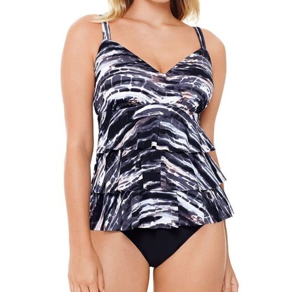 Swim Solutions Triple Tiered Tummy-Control 1-Piece - Picture 1 of 15